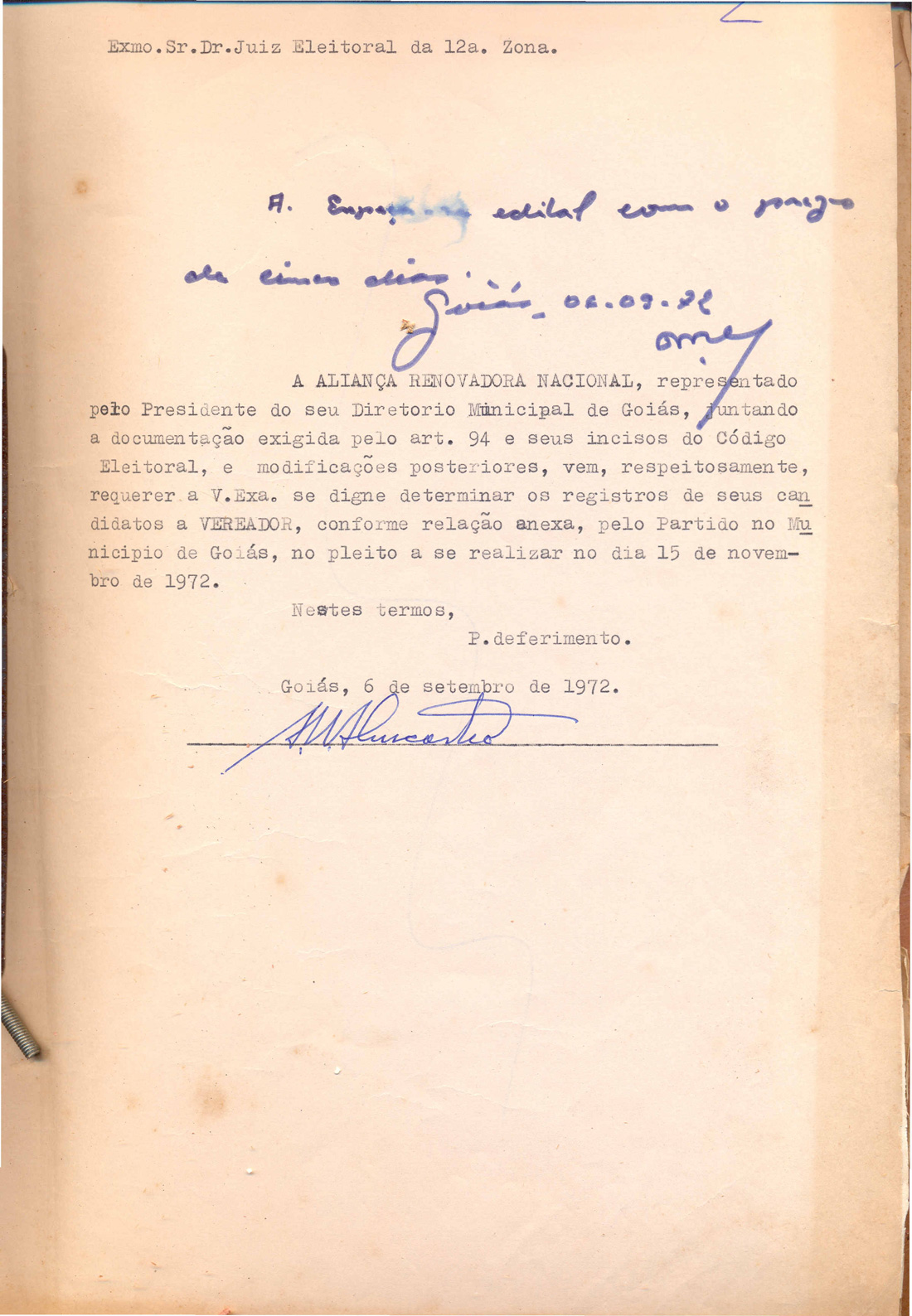 Registro de candidaturas da Arena em Goi&aacute;s