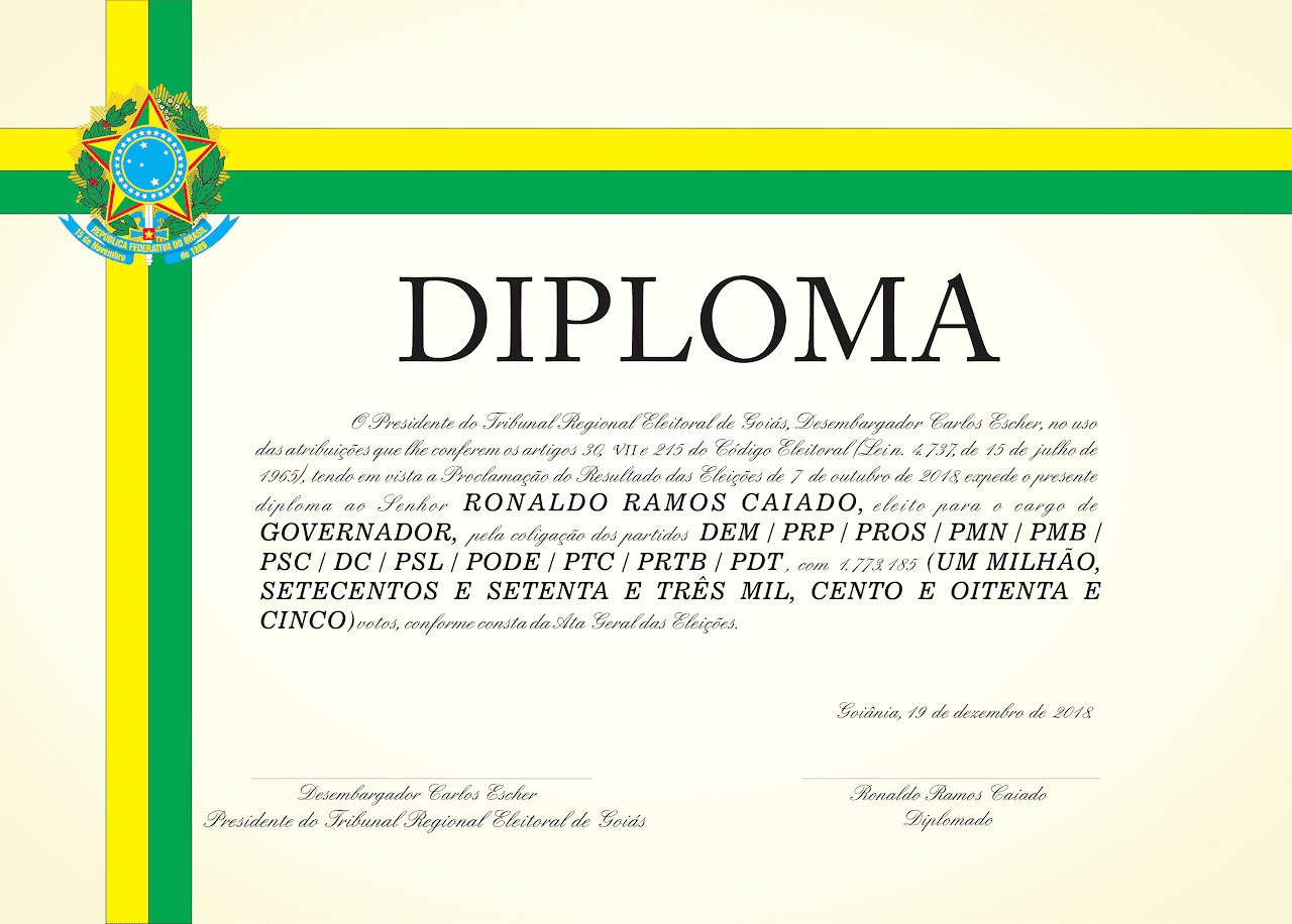 Diploma de Governador - Eleições de 2018 1
