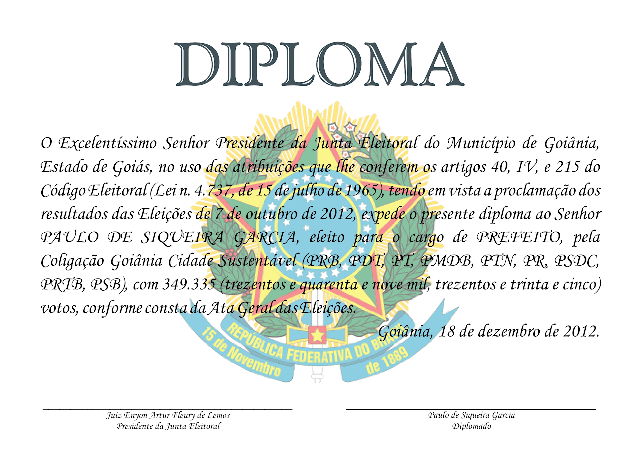 Diploma de Prefeito - Eleições de 2012 1