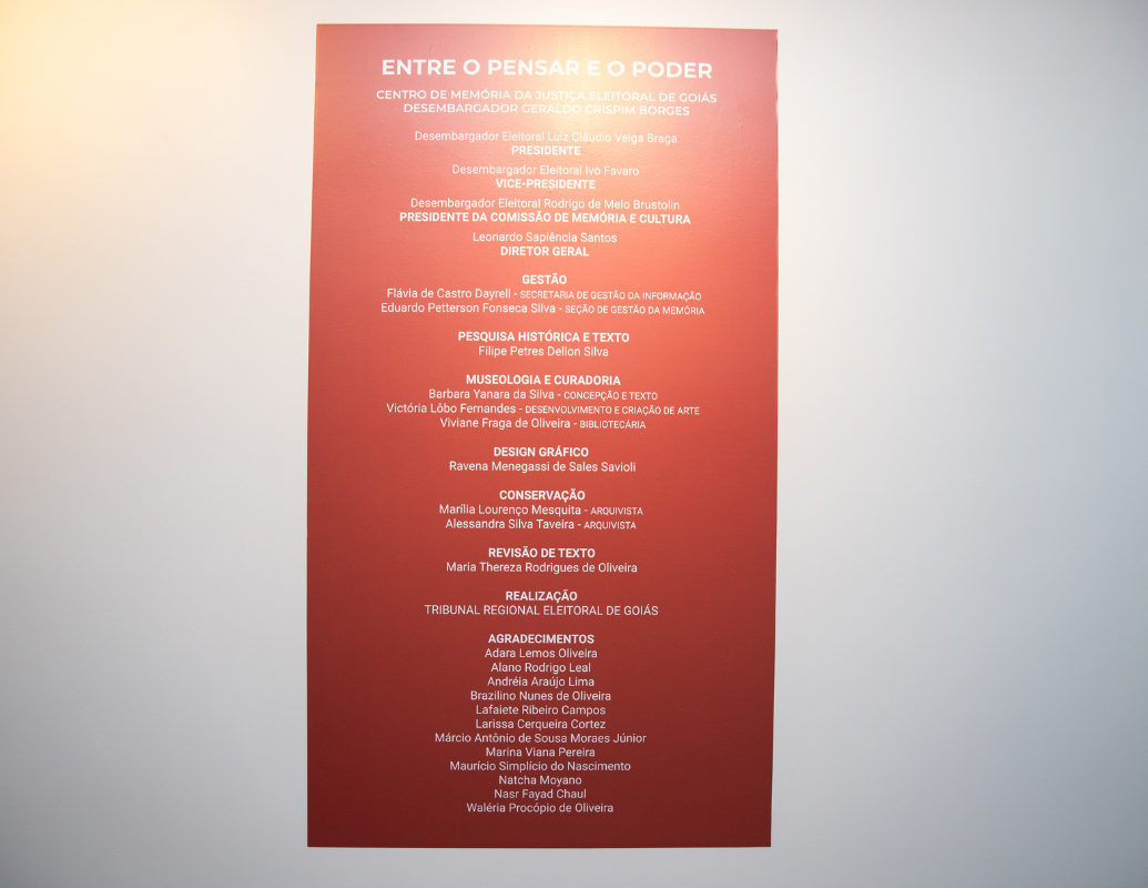 Ficha técnica da Exposição Entre o Pensar e o Poder