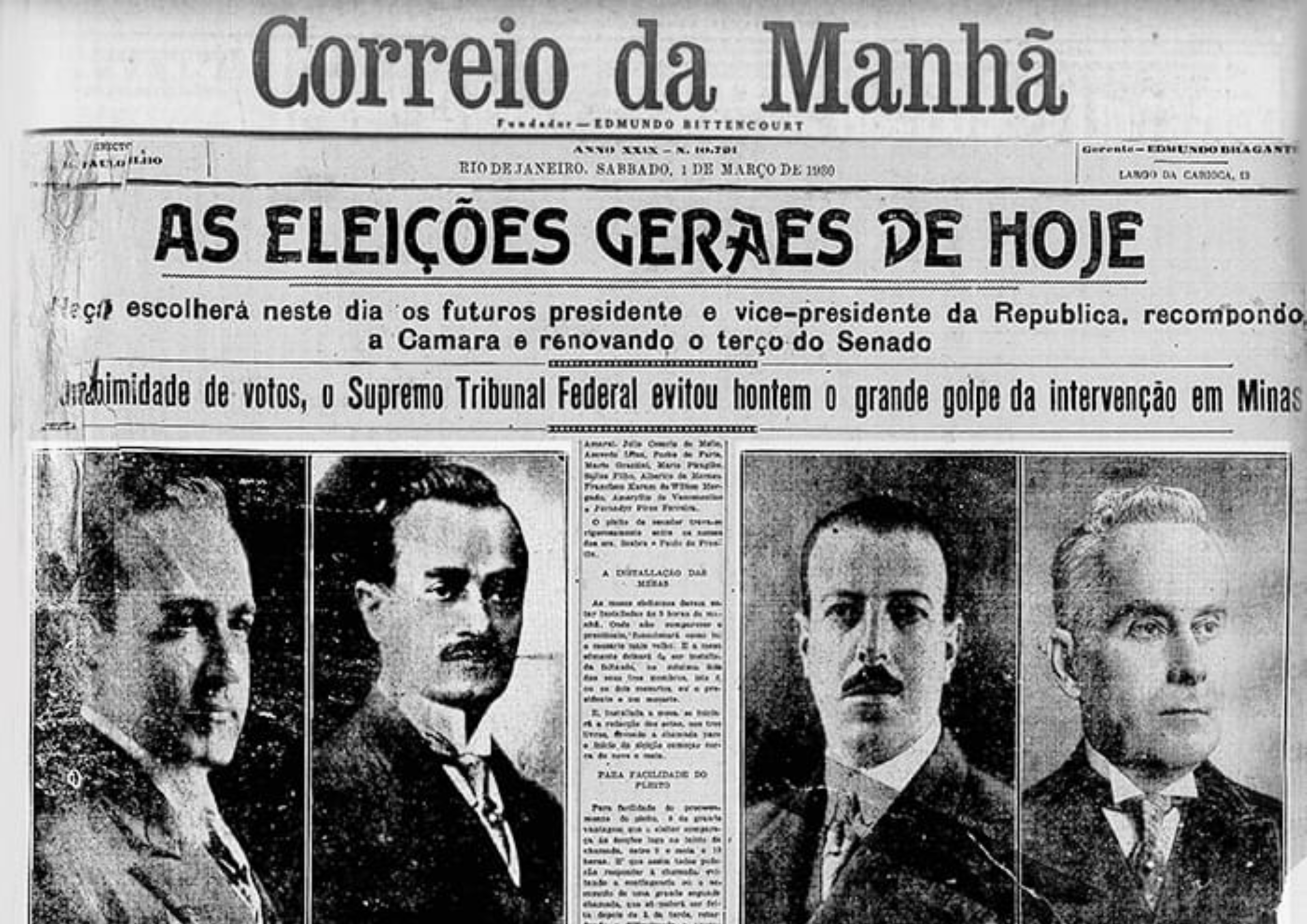 1933 - Realização, em 03 de maio, das primeiras eleições organizadas pela Justiça Eleitoral. Fonte: Tribunal Superior Eleitoral
